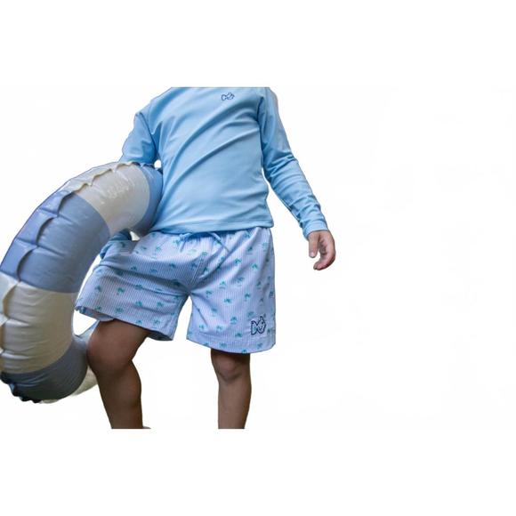 NEW PRODOH palm tree swim trunk in stripe blue - Picture 1 of 5